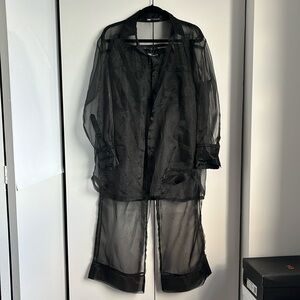 Zara Sheer Organza Suit Set - M, Black